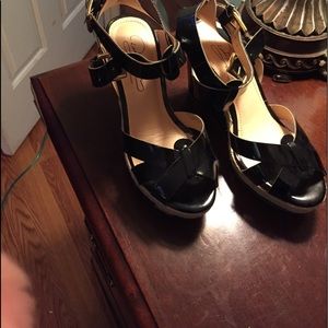 Black patent sandals